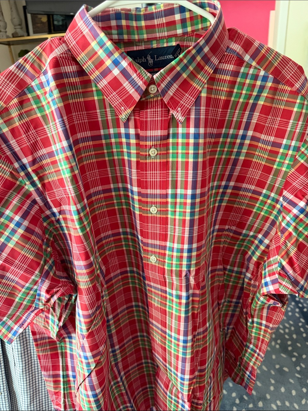 Ralph Lauren Red Multicolor Plaid Button-Down Shirt